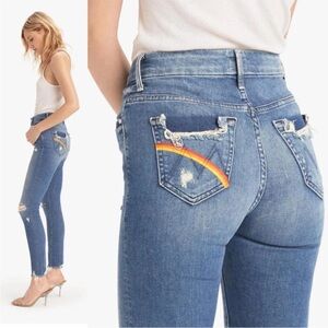 MOTHER Jeans High Waisted Looker Ankle Chew Learning To Hulu Womens 27